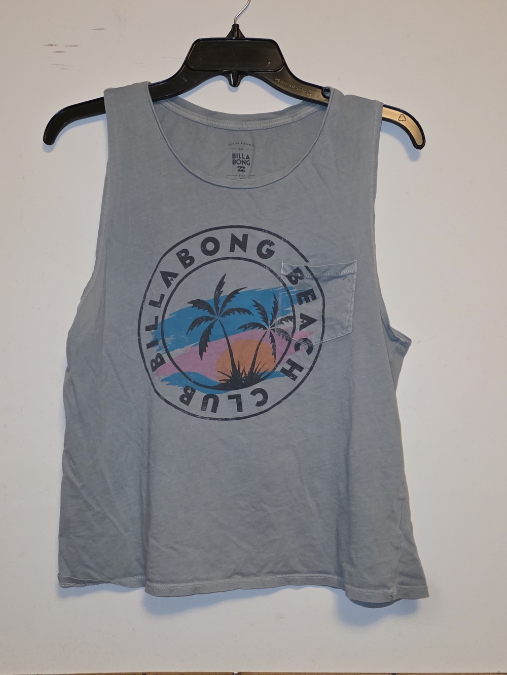 Billabong Light Gray Palm Sunset Pocket Tank